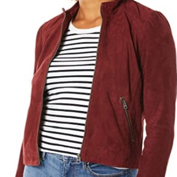Lucky Brand Suede red puff Sleeve Jacket - Picture 2 of 9